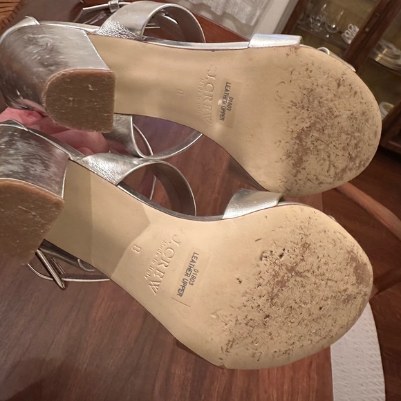 J Crew silver heeled sandals. Size 8. - Picture 4 of 5
